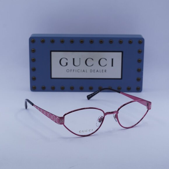 Gucci GG1853O 003 Cat Eye Eyeglasses - Fuchsia with GG Pattern 54mm - Picture 3 of 10